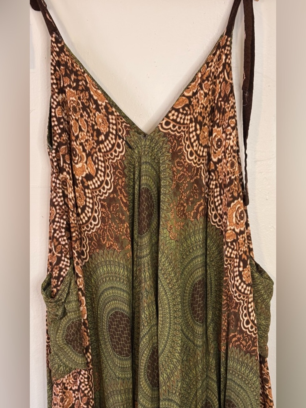 🌸 Bohemian Green & Brown Harem Jumpsuit - Picture 2 of 6